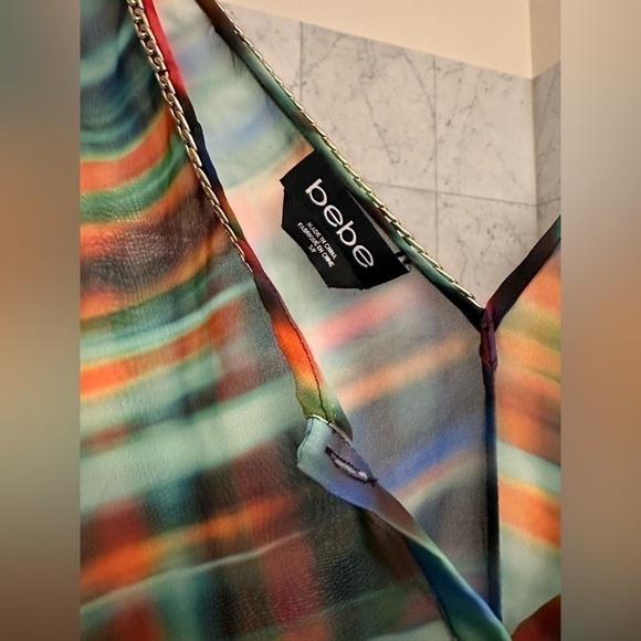 Bebe multicolor rainbow maxi shirt size S - Picture 4 of 5